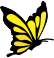 Graphic representation of a yellow and black butterfly.