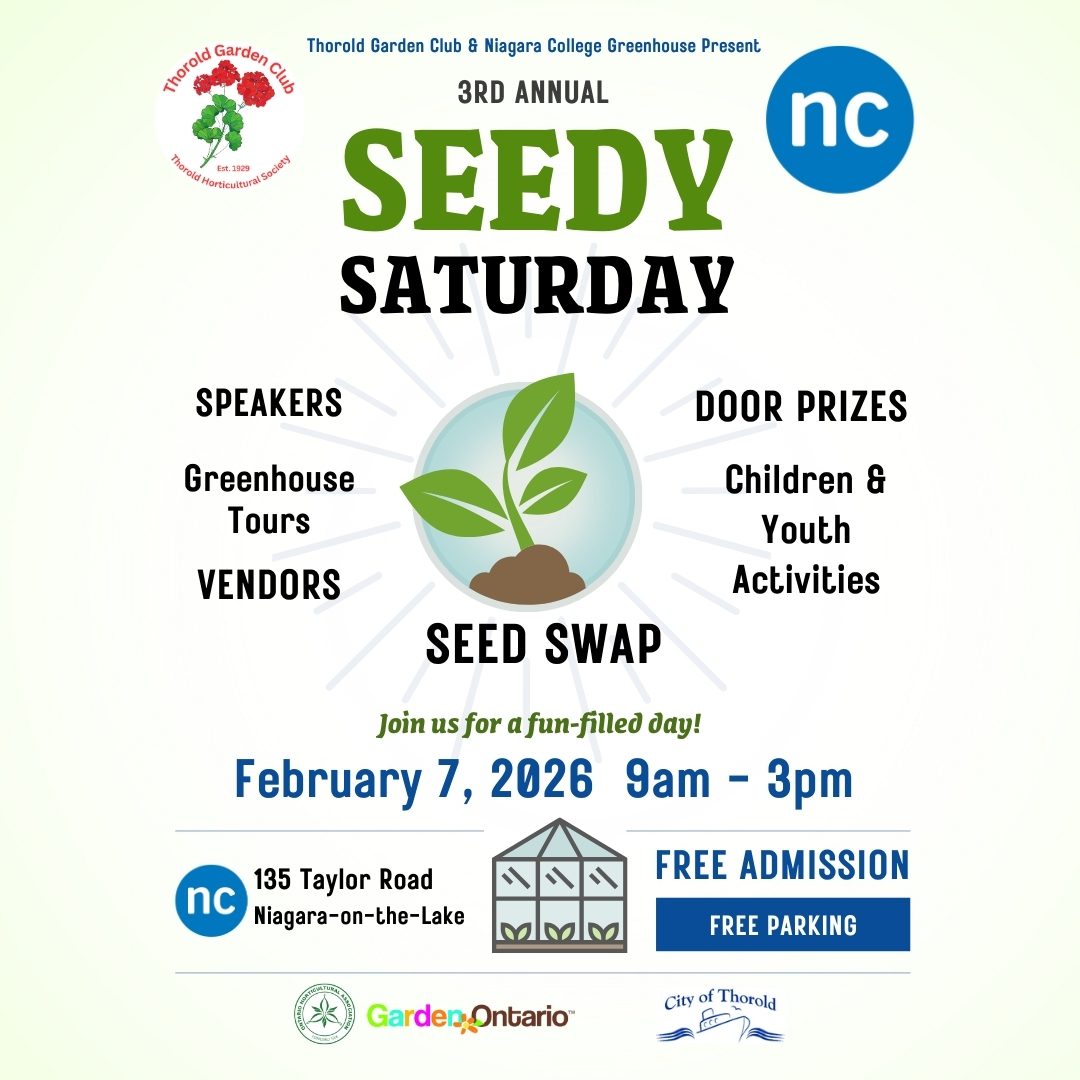 Seedy Saturday event cover graphic for the Thorold Garden Club.